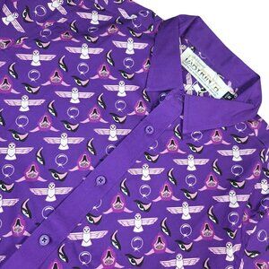 Jim Hensons Labyrinth Purple Short Sleeve Button-Up Shirt Mens Medium
